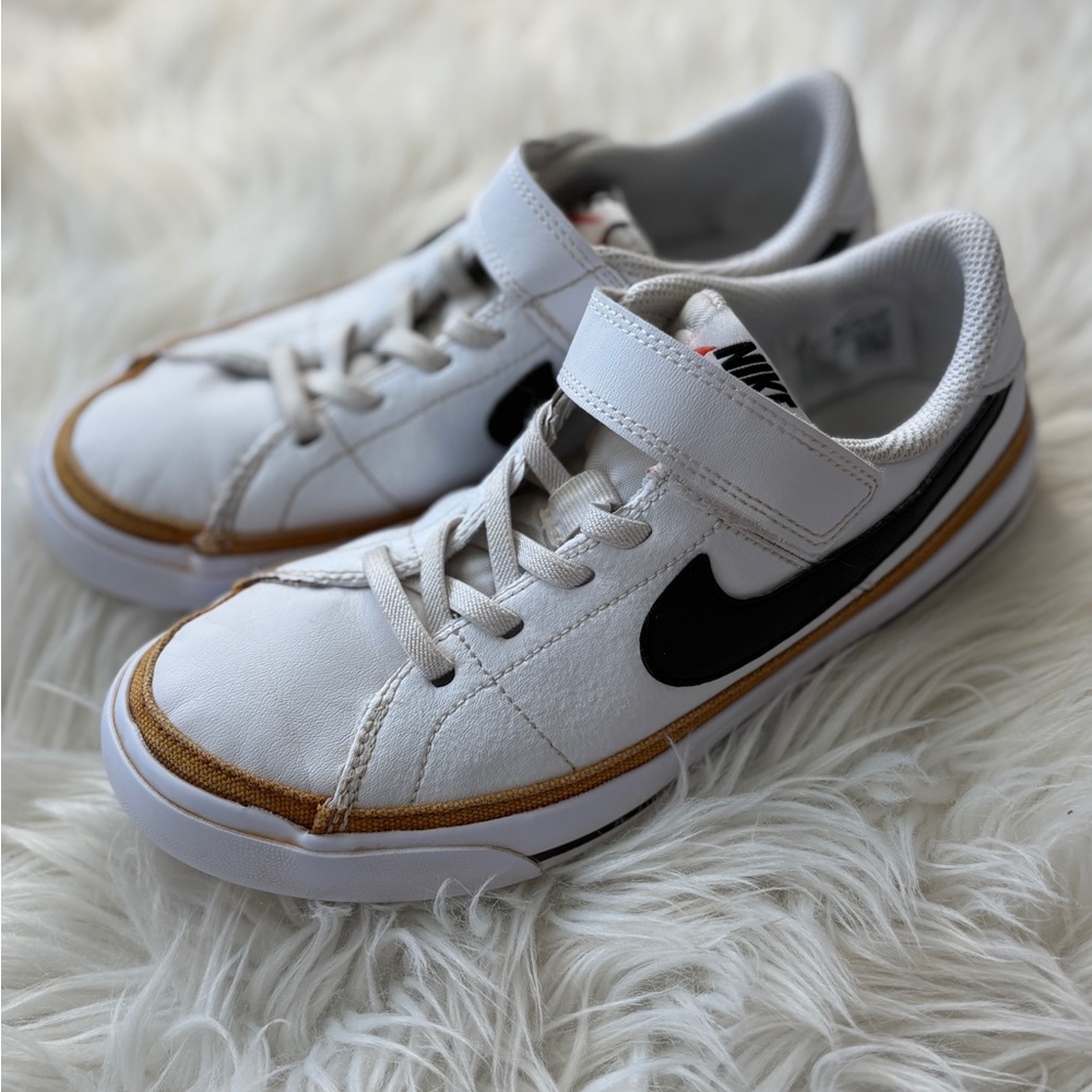 Nike Court Legacy Kids White, Black, and Brown Sneakers